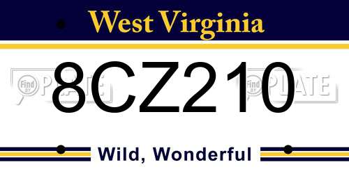 8CZ210 West Virginia License Plate