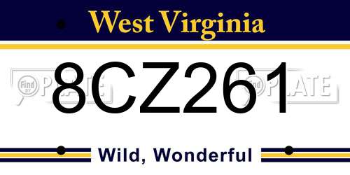 8CZ261 West Virginia License Plate