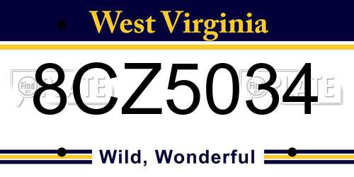 8CZ5034 West Virginia License Plate