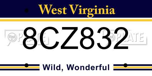 8CZ832 West Virginia License Plate