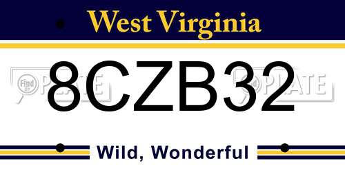 8CZB32 West Virginia License Plate