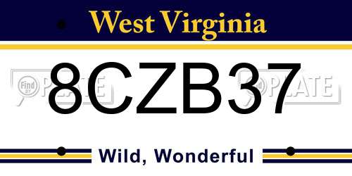 8CZB37 West Virginia License Plate