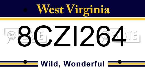 8CZI264 West Virginia License Plate