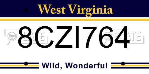 8CZI764 West Virginia License Plate
