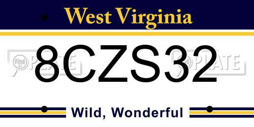 8CZS32 West Virginia License Plate