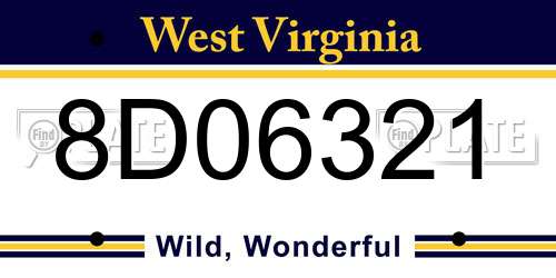 8D06321 West Virginia License Plate