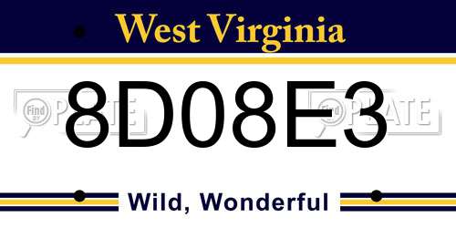 8D08E3 West Virginia License Plate