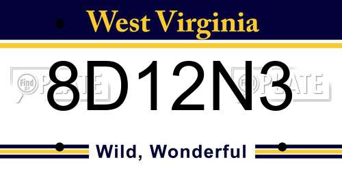 8D12N3 West Virginia License Plate