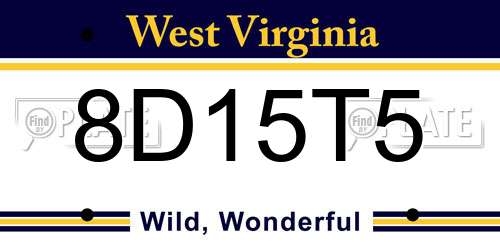 8D15T5 West Virginia License Plate