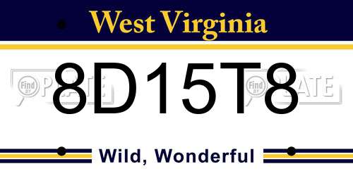 8D15T8 West Virginia License Plate