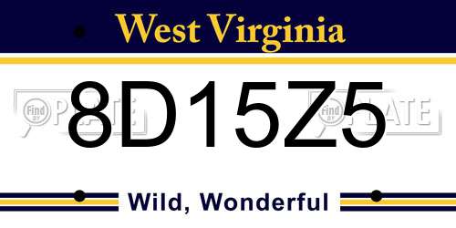 8D15Z5 West Virginia License Plate