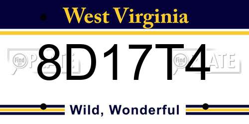 8D17T4 West Virginia License Plate
