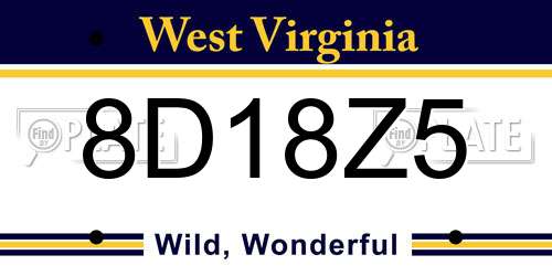 8D18Z5 West Virginia License Plate
