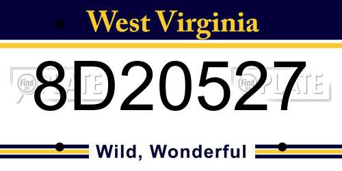 8D20527 West Virginia License Plate