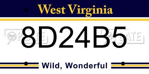 8D24B5 West Virginia License Plate