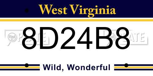 8D24B8 West Virginia License Plate