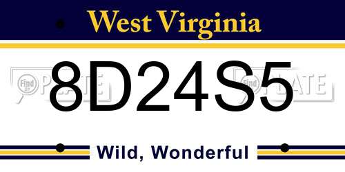 8D24S5 West Virginia License Plate