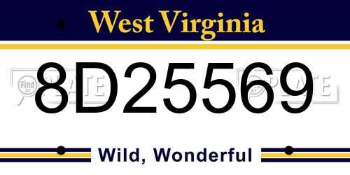 8D25569 West Virginia License Plate