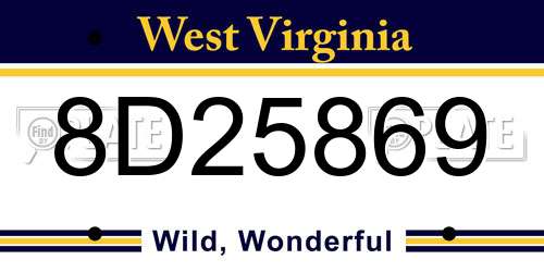 8D25869 West Virginia License Plate