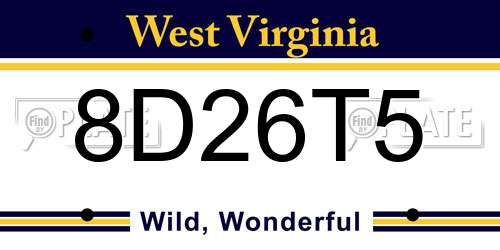 8D26T5 West Virginia License Plate