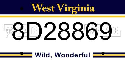 8D28869 West Virginia License Plate
