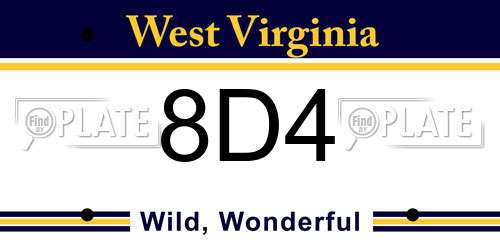 8D4 West Virginia License Plate