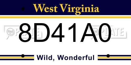 8D41A0 West Virginia License Plate