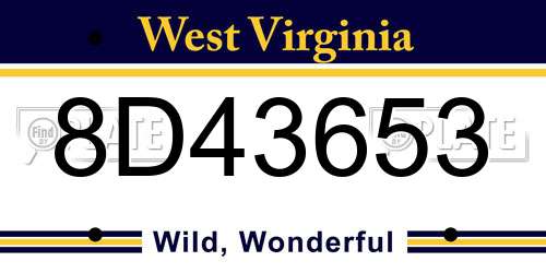 8D43653 West Virginia License Plate