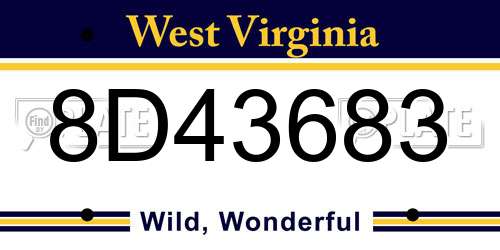 8D43683 West Virginia License Plate