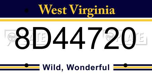 8D44720 West Virginia License Plate