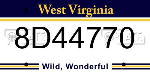 8D44770 West Virginia License Plate