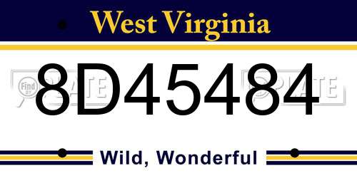 8D45484 West Virginia License Plate
