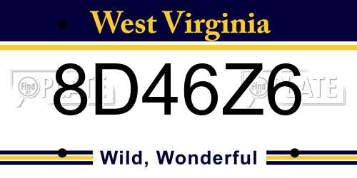 8D46Z6 West Virginia License Plate
