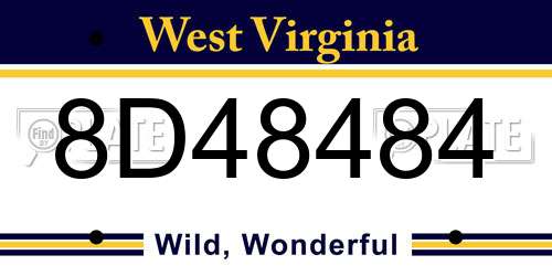 8D48484 West Virginia License Plate