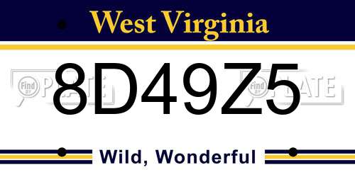 8D49Z5 West Virginia License Plate