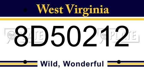 8D50212 West Virginia License Plate