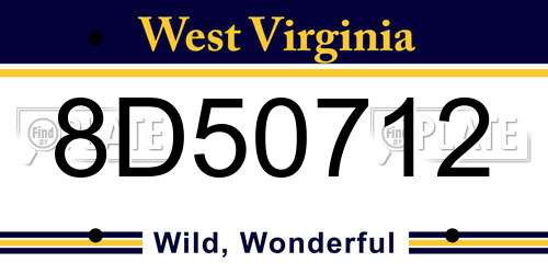 8D50712 West Virginia License Plate