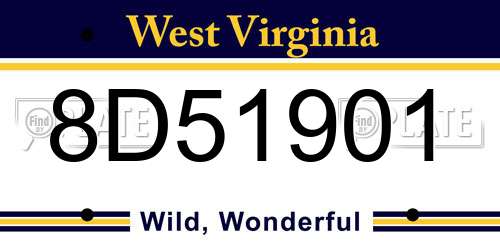 8D51901 West Virginia License Plate