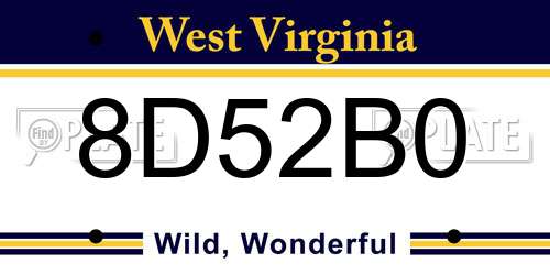 8D52B0 West Virginia License Plate