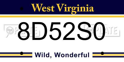 8D52S0 West Virginia License Plate