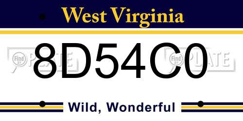8D54C0 West Virginia License Plate
