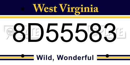 8D55583 West Virginia License Plate