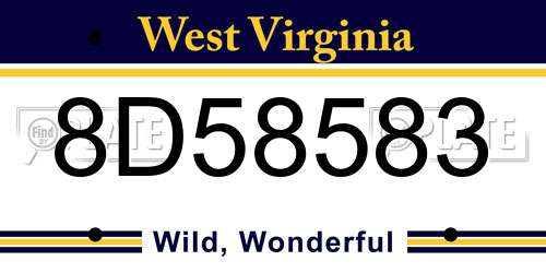 8D58583 West Virginia License Plate