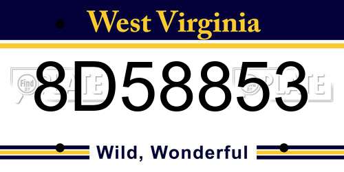 8D58853 West Virginia License Plate
