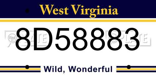 8D58883 West Virginia License Plate