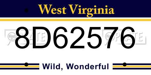 8D62576 West Virginia License Plate