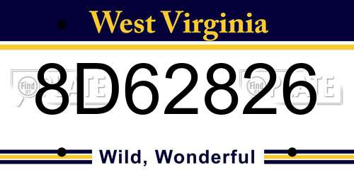 8D62826 West Virginia License Plate