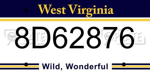 8D62876 West Virginia License Plate