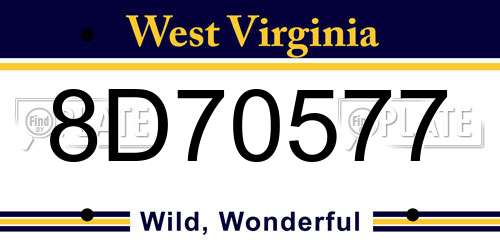 8D70577 West Virginia License Plate