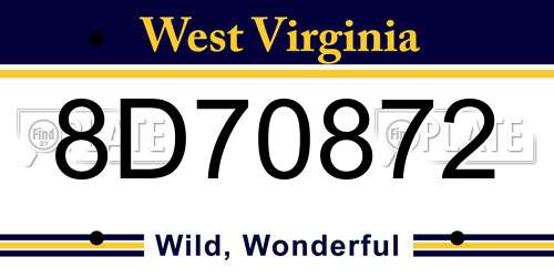 8D70872 West Virginia License Plate